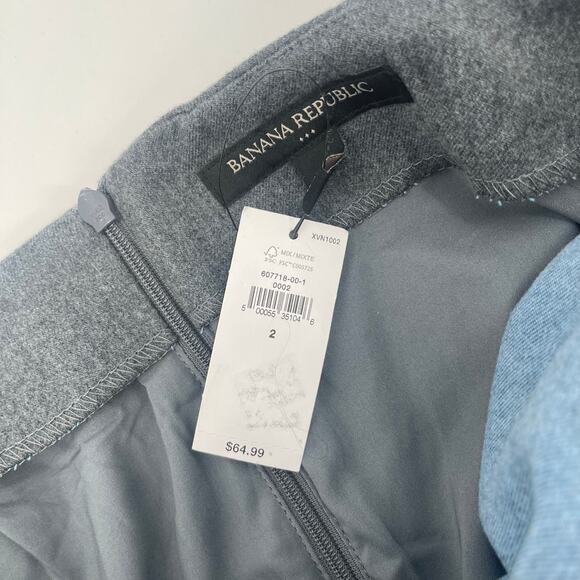 BANANA REPUBLIC Skirt Size 2 Flannel Faux Wrap Light Gray NWT A-Line Mini Preppy - Picture 6 of 16